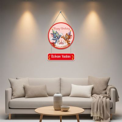 Personalized Tom & Jerry Birthday Wooden Wall Hanging